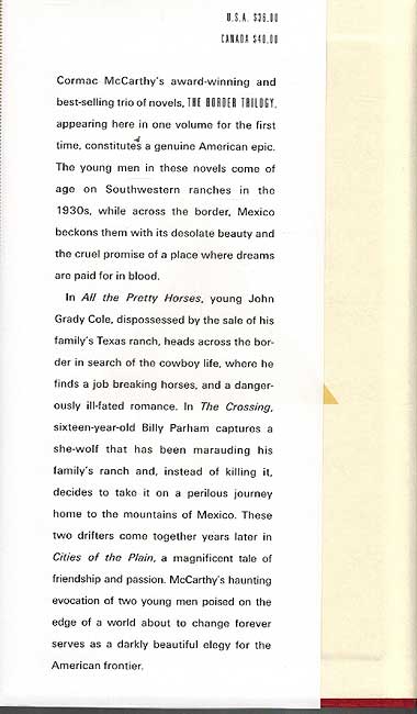 BORDER TRILOGY: All The Pretty Horses, The Crossing, Cities of the Plain (image 3)