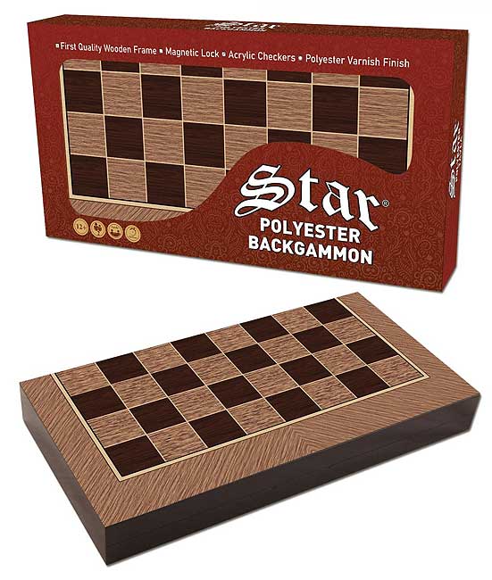 Backgammon Set - Large Star Turkish - Polyester Antik Meşe Tavla
