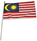 Flag of Malaysia: 12 x 18 in. Stick Flag