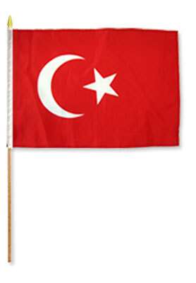 Flag of Turkey: 12 x 18 in Stick Flag