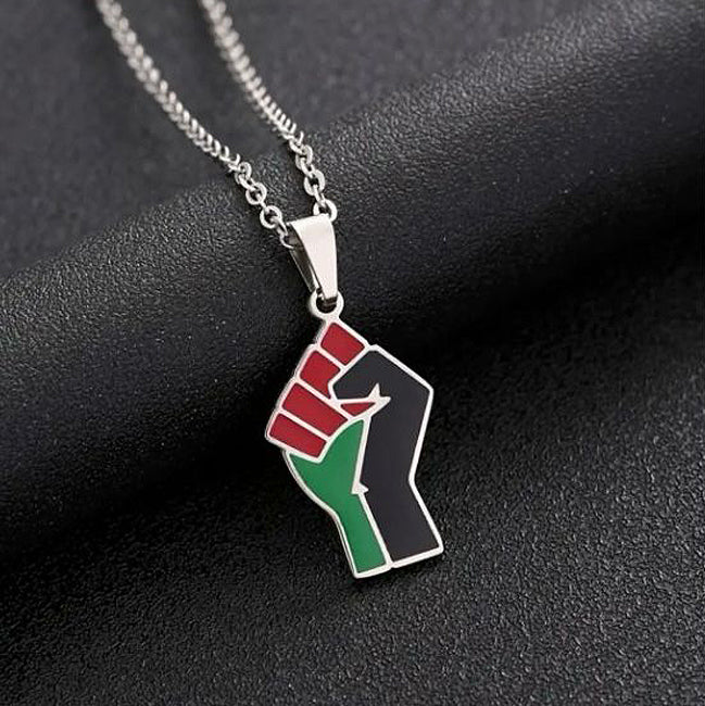 Palestine Color Fist - Stainless Steel Pendant