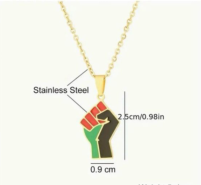 Palestine Color Fist - Stainless Steel Pendant (image 2)