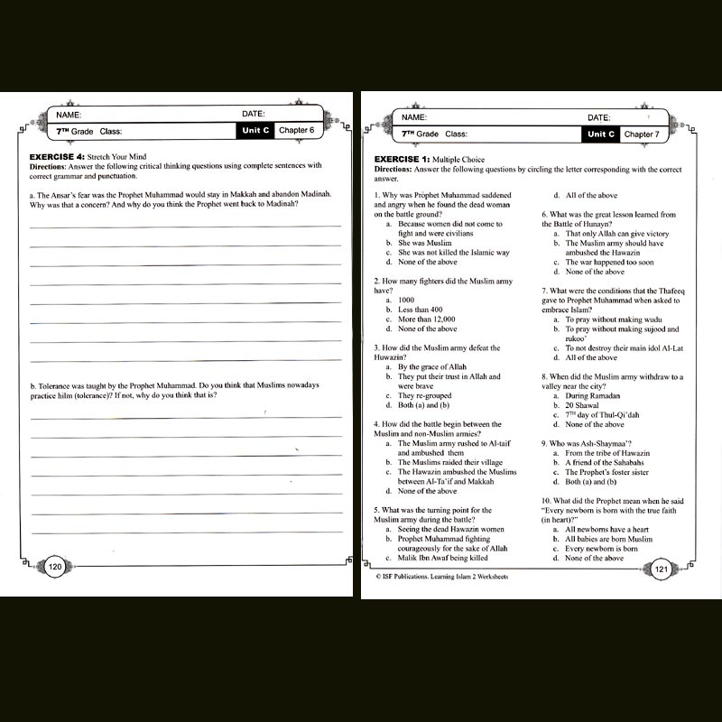 Learning Islam Worksheets: Level 2 (7th Grade) (image 2)