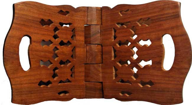 Qur'an Stand Med-Lrg - Rihal - Wooden Chakori Brass 15in (Wide 8in) رِحال (image 2)