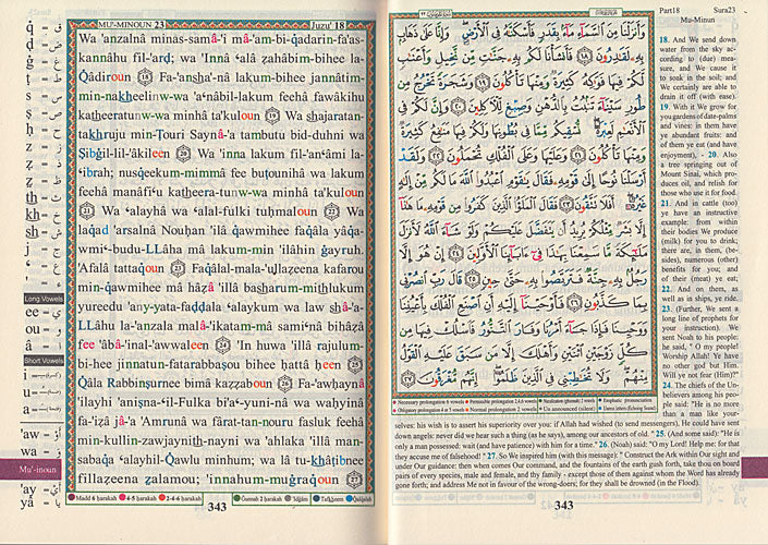 Quran Tajweed (A/E/R) 8.5 x 12 cm (3.2 x 4.8 in) w/ Meaning in English and transliteration (image 2)
