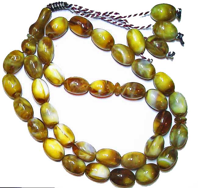 Tisbah Beads - Prayer Beads - 33 Beads - Molded Resin Amber